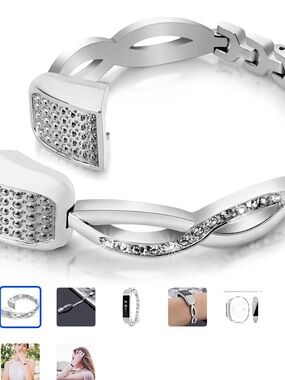 fitbit Silver Crystal Link Bracelet Band for Alta / Alta HR